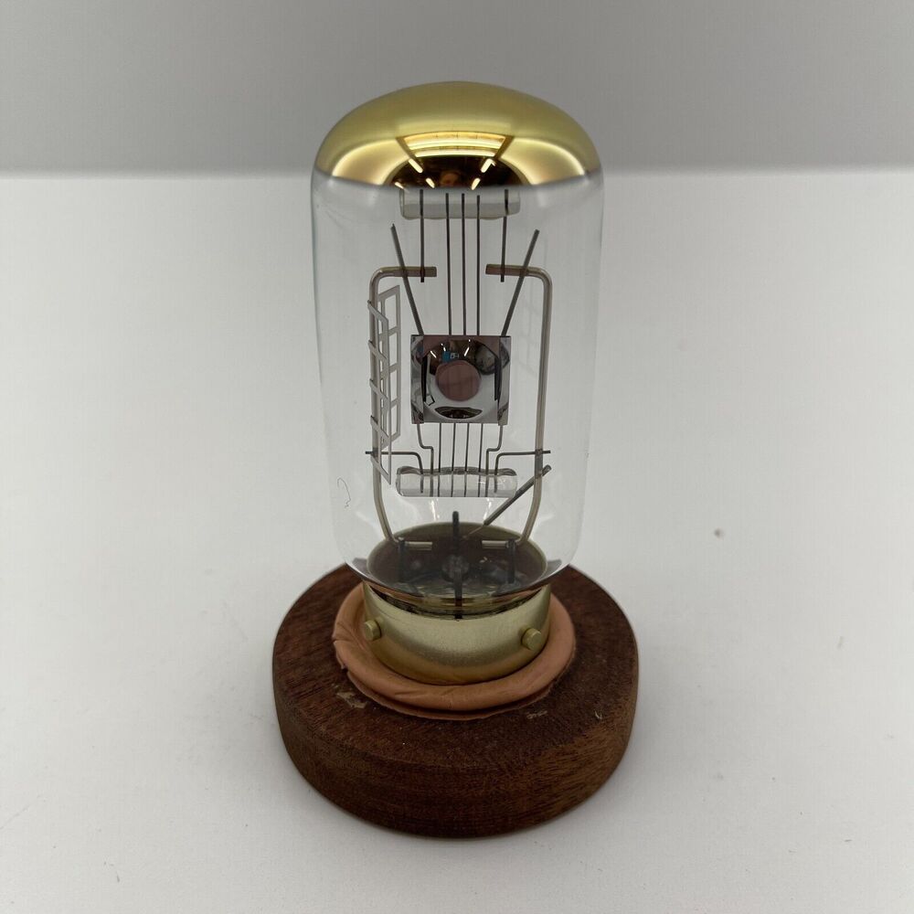 Vintage Projector Bulb – Collectible Vacuum Tube Style Lamp Part on Wood Base